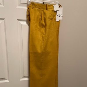 Zara Canary yellow linen pants, size Small, new with tags